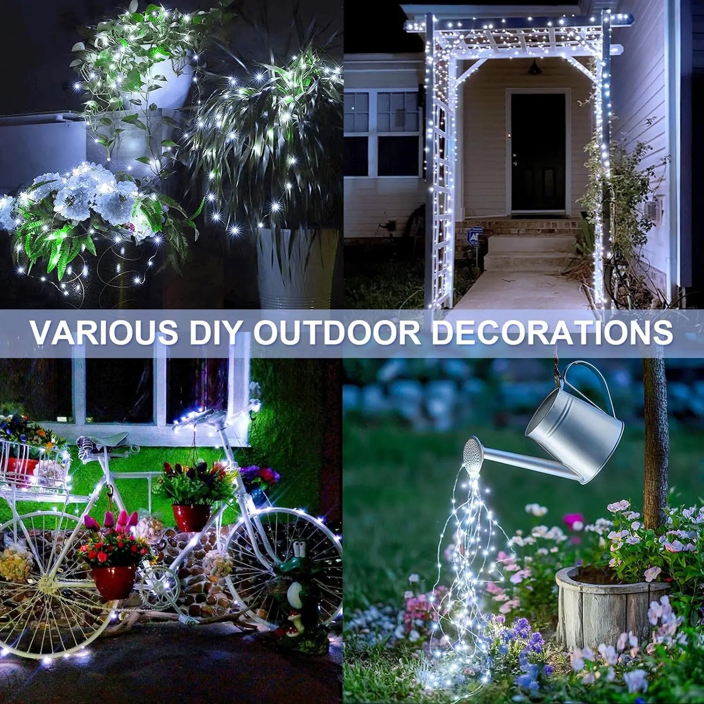 LED Solar Powered String Lights Copper Wire 8 Modes Solar Fairy Lights Outdoor Waterproof for Garden, Patio, Party, Christmas