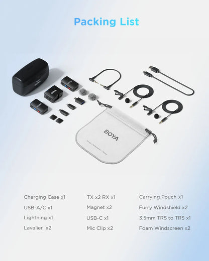 BOYA BOYAMIC Professional Wireless Lavalier Lapel Microphone for iPhone Android Camera Youtube Streaming Record Interview Vlogs
