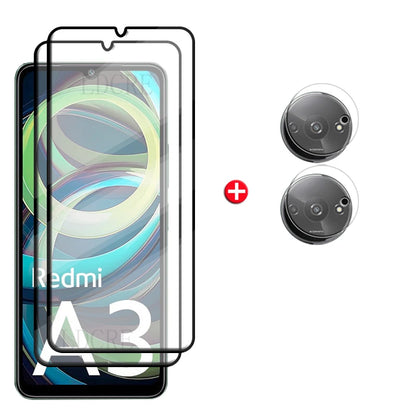 6-in-1 For Redmi A3 Glass For Xiaomi Redmi A3 Tempered Glass 9H Full Cover Glue 9H Screen Protector For Redmi A 3 A3 Lens Glass