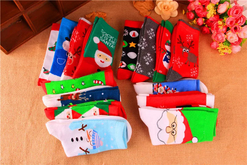 5 Pairs Men/Women Cotton Cartoon Christmas Socks Cute Santa Claus Elk Snow Funny Sock Happy Winter New Year Socks Christmas Gift
