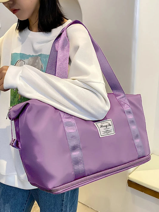 Waterproof Travel Duffel Bag – Large Capacity Nylon Gym Tote for Women**