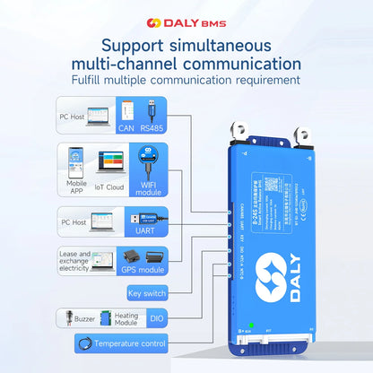 Daly BMS Smart Lifepo4 8S BMS Wifi Active Balancer 1A Current BMS 4S 12V 16S 48V Bluetooth 40A 60A 80A 100A 150A 200A Li-ion CAN