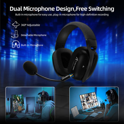 Attack Shark L80Pro Gaming Headphones 2.4G Bluetooth Connection Mode,Dual-microphone Design,Ultra-light Body,Soft Ear Cups
