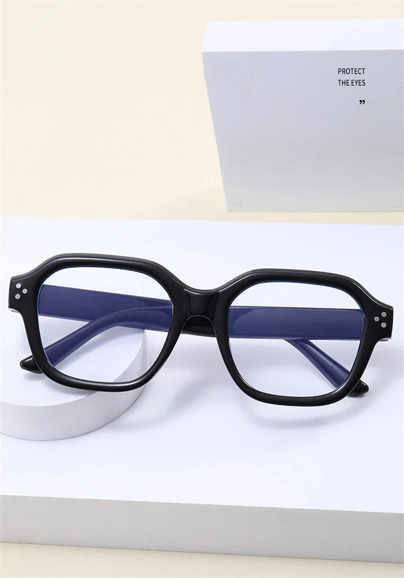 Retro Anti Blue Light Computer Glasses Frame Women Oversized Men Trendy Fashionable Stylish Eyeglasses Classic Spectacles Ouclos