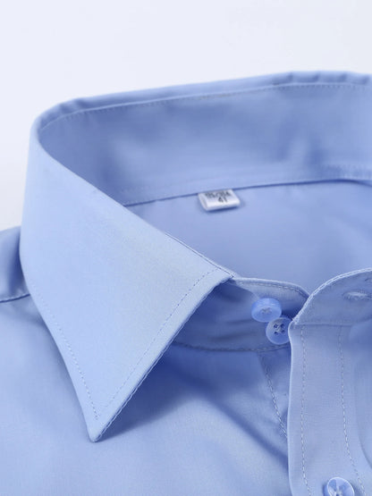 Men's French cufflinks shirt, men's slim fit long sleeved business sleeve nail free business formal men's solid color shirt