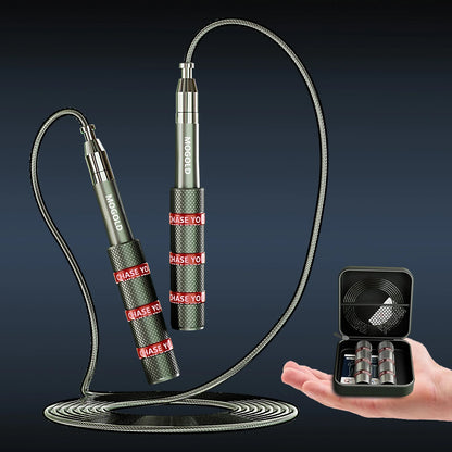 MOGOLD Telescopic Jump Rope – High-Speed Bearings, PVC Steel Cable & Light Case, Fitness Must-Have