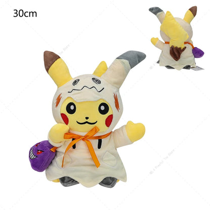 Pokémon Plush Halloween Pikachu Cos Mimikyu Hattrem Full Belly Mode Morpeko with Gengar's Cloak Doll Halloween Christmas Gift