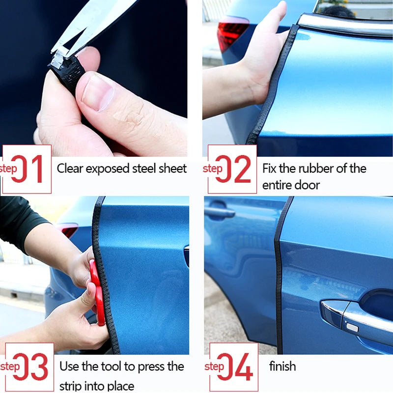 2/3/5M Car Door Anti Collision Strip with Steel Disc Bumper Trim Edge Scratch Protector Strip Sealing Guard Styling Car Decor