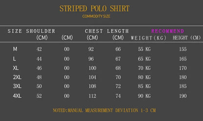 Men’s Plus Size Striped Cotton Polo Shirt – Short Sleeve (4XL)