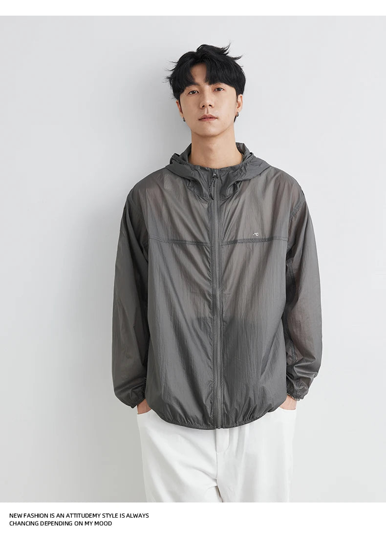 Men’s UPF 50+ Ice Silk Sun Protection Jacket – Lightweight, Breathable, Summer UV Hoodie