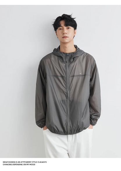 Men’s UPF 50+ Ice Silk Sun Protection Jacket – Lightweight, Breathable, Summer UV Hoodie