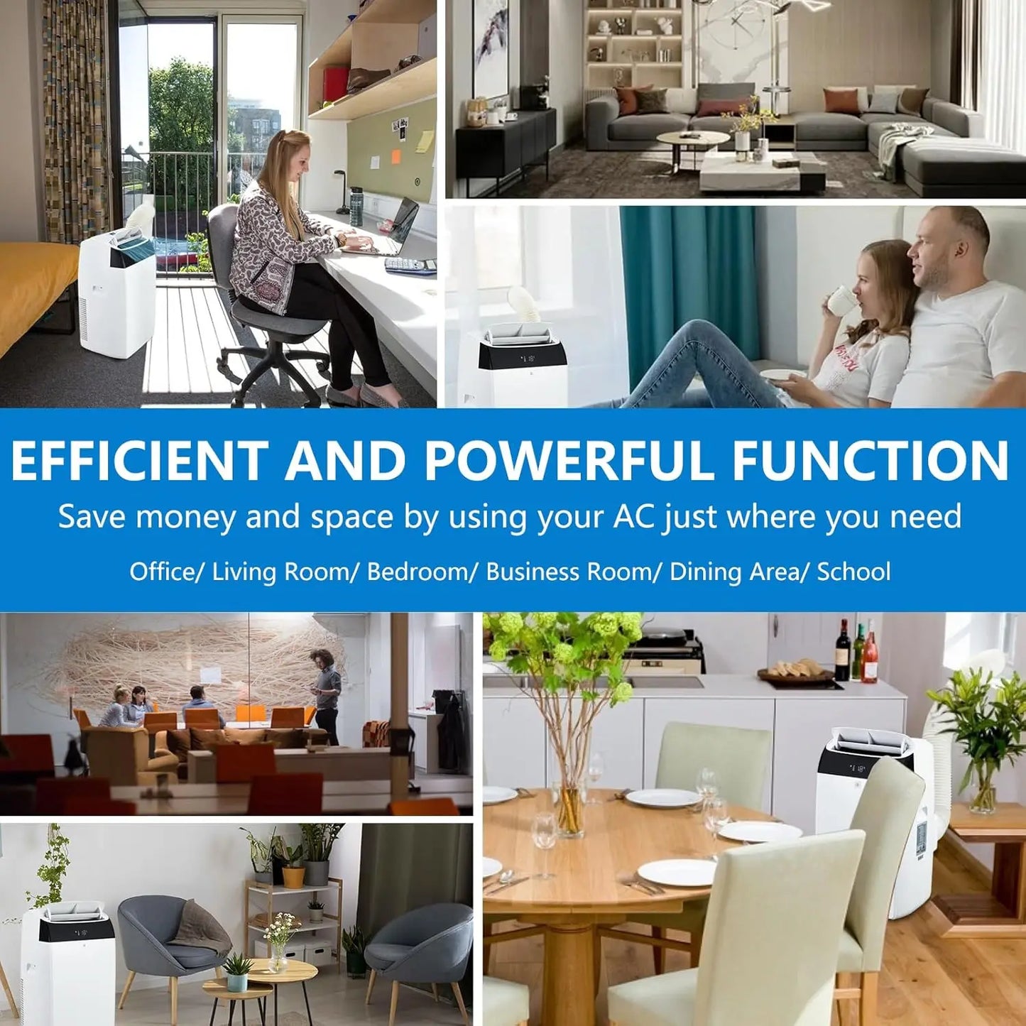 14000 BTU Portable Air Conditioners, 3-In-1 Free Standing Cooling AC Unit With Fan, Dehumidifier, Remote Control, Sleep Mode