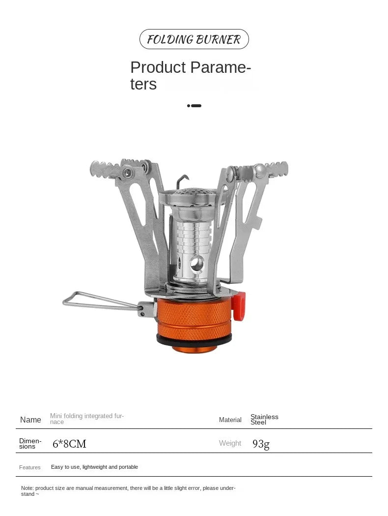 Ultralight Foldable Camping Stove – 3000W Mini Gas Burner for Outdoor Cooking