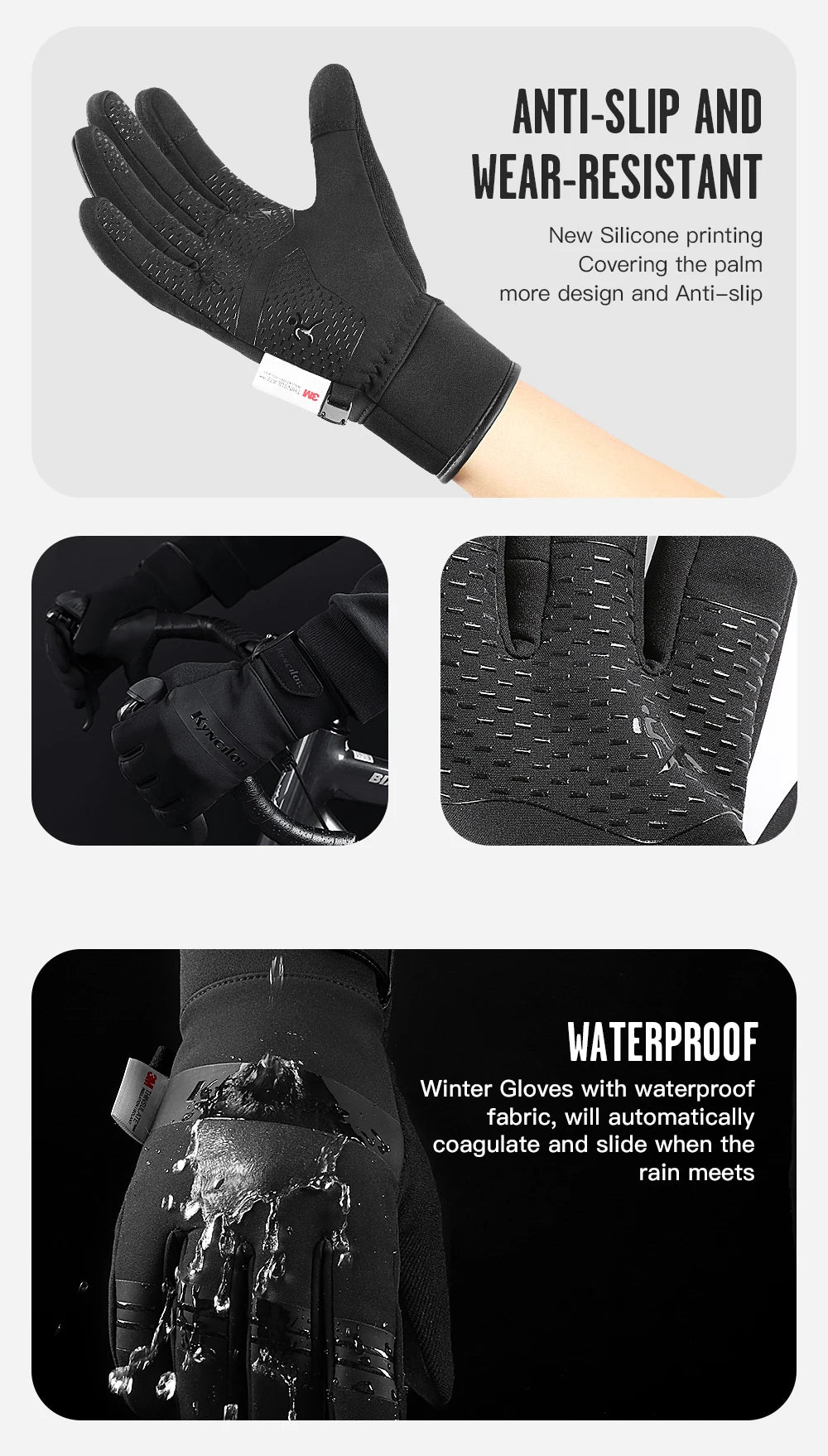 Outdoor Winter Cycling Gloves Touch Screen Motorcycle Gloves  Windproof Sports Riding Ski Gloves Waterproof 3M Running Gloves