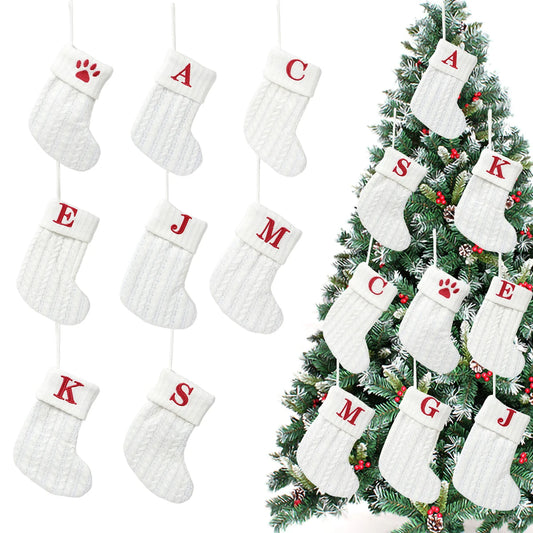 Christmas Socks Knitting Snowflake Letter Stocking Christmas Decoration For Home 2025 Xmas Tree Ornament Gift Navidad Natal 2026