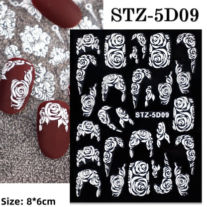 Cute Deer Christmas Nail Stickers 5D Embossed Elk Star Gingerbread Man Snowflake Santa Claus Holly DIY Winter Engraved Manicure*