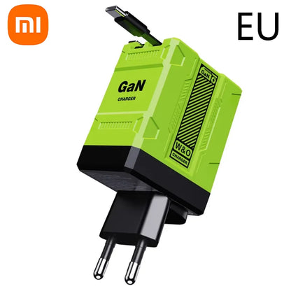 Xiaomi 120W GaN Fast Charger Compatible  With Retractable Type-c And Ligtning Cable Portable Adapter For Iphone 16 Ipad Macbook