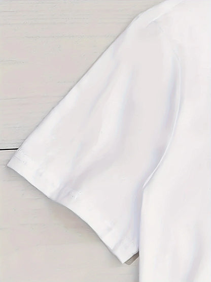 Bear Print Crew Neck T-Shirt Casual Short Sleeve T-Shirt for Spring & Summer Women's Clothing Aesthetic Clothes