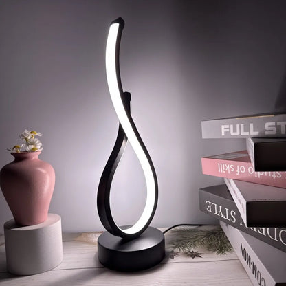 A modern wrought iron table lamp powered by USB - three tone light