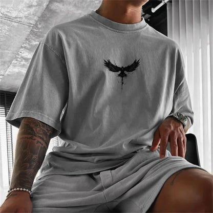 Wiki Ethnic Totem Graphic Men's T-Shirt Summer Street Y2K Cotton Short Sleeve T Shirts for Men Casual Vintage Tops Clothing
