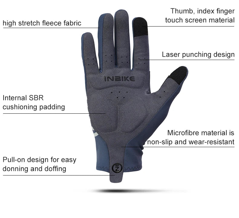 INBIKE Autumn Winter Thermal Bicycle Gloves Touch Screen Men Women MTB Road BikeGloves  Sports Fitness Outdoor Cycling Gloves