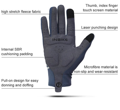 INBIKE Autumn Winter Thermal Bicycle Gloves Touch Screen Men Women MTB Road BikeGloves  Sports Fitness Outdoor Cycling Gloves