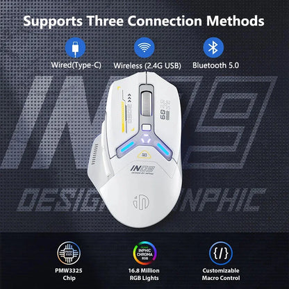 Inphic IN9 Wireless Gaming Mouse Rechargeable PAW3311 Bluetooth Mouse RGB Lighting Effect Desktop Computer Laptop Universal