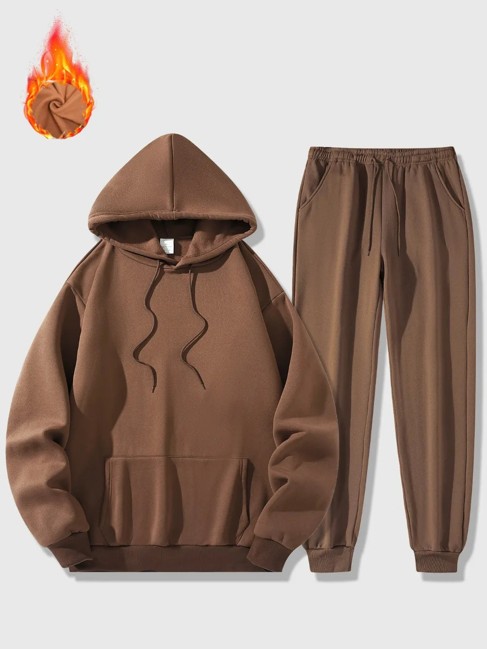 Men's Sports Suit Autumn and Winter Hoodie+pants 2-piece Set Fashionable Solid Color Casual Pullover and Pant Outdoor Sportswear