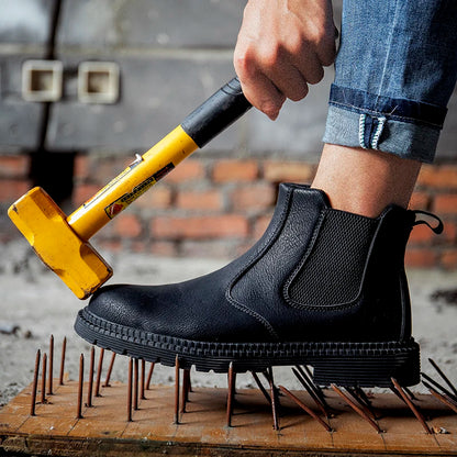 Water Proof Safety Work Shoes For Men Steel Head Leather Boots Male Footwear Indestructible Construction Work Shoes Brown