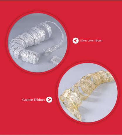 Christmas Decoration LED Ribbon Fairy Lights Christmas Tree Ornaments for Home 2025 DIY Bows Light String Navidad New Year 2026