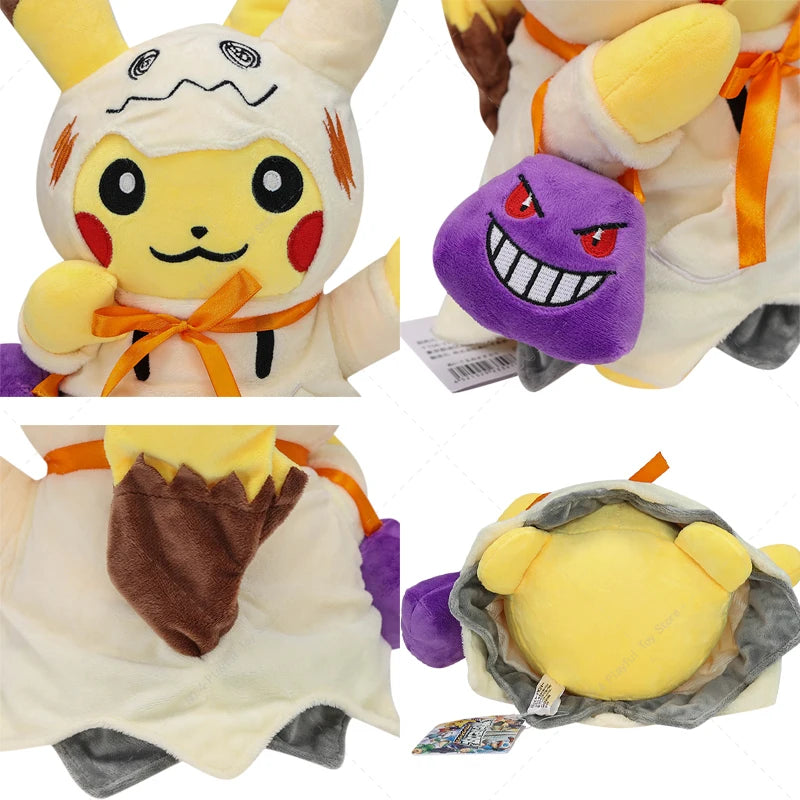 Pokémon Plush Halloween Pikachu Cos Mimikyu Hattrem Full Belly Mode Morpeko with Gengar's Cloak Doll Halloween Christmas Gift