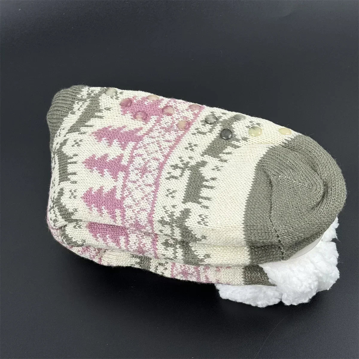 Fuzzy Fluffy Sock Women Winter Christmas Gift Warm Plush Non slip Home Sleeping Soft Female Floor Thermal Slipper Sock Snowflake