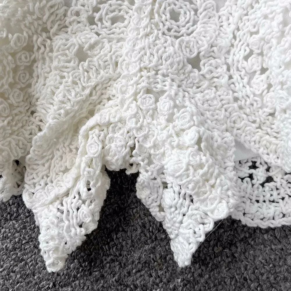 SINGREINY Knit Two Piece Sets Women Summer Vacation Backless Camisole Elastic Waist Shorts Hollow Out Y2K Beach Style Suits