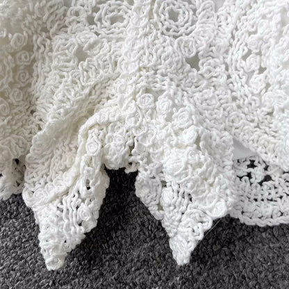 SINGREINY Knit Two Piece Sets Women Summer Vacation Backless Camisole Elastic Waist Shorts Hollow Out Y2K Beach Style Suits