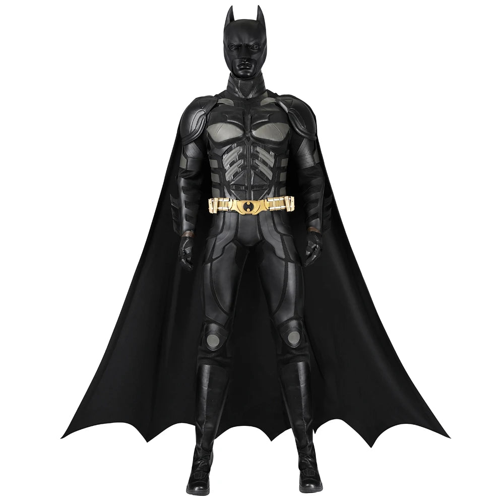 Superhero Bruce Wayne  High Quality Movie Dark Knight Bat Cosplay  Battle Costume Outfit Man Vest Cloak Mask Halloween Carnivl