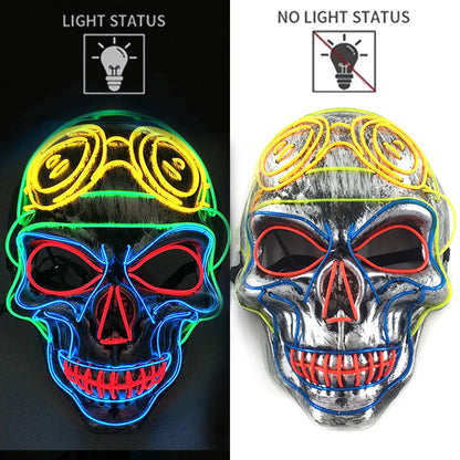 Halloween Skull Skeleton Head Headwear Horror Party Mask Light Up In The Dark Night Disguise Glowing Purge Mask For Halloween