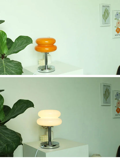 Macaron Glass Table Lamp Trichromatic Dimming Living Room Atmosphere Lamps Eye Protection Night Light Girl Bedroom Bedside Decor