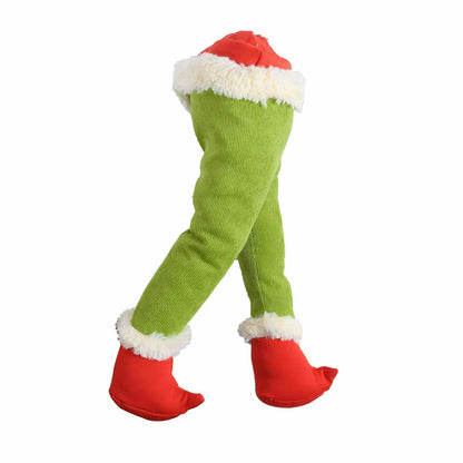 Christmas Elf Leg Plush Toy Xmas Tree Decoration Props Santa Claus Green Artificial Leg Children's Toy Christmas Home Decor