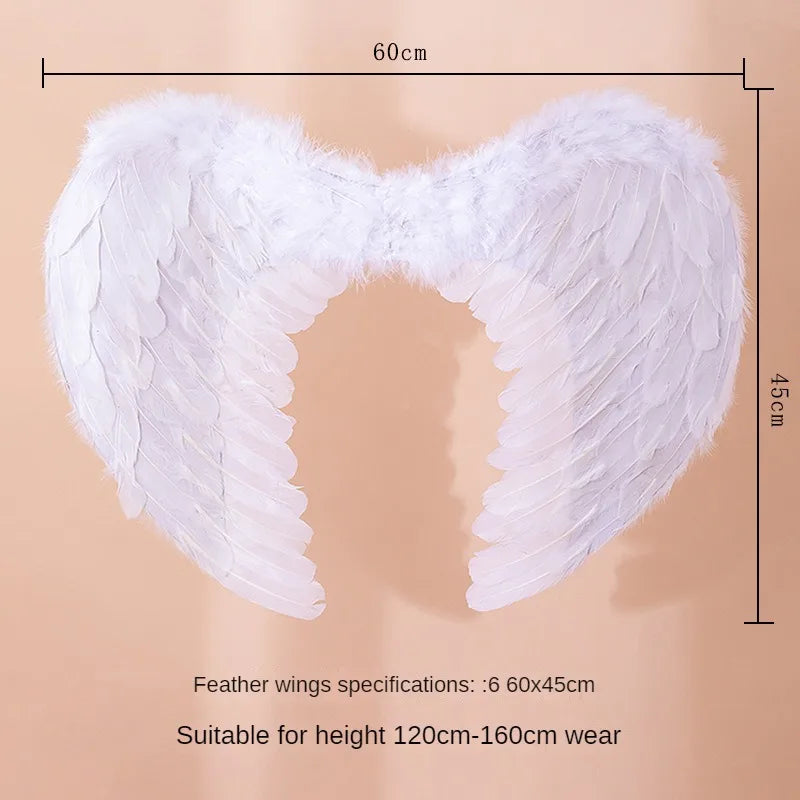 White Angel Feather Wings Festival PartyDecoration Props Scene Decoration Children Adult VictoriasSecret Fashion ShowPerformance