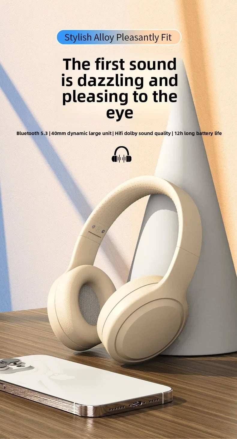 Bluetooth 5.3 Headphones 3.5mm Wired Headsets Over Ear Gaming Earphones Foldable Wireless Earphones with Mic TF/AUX Music Play