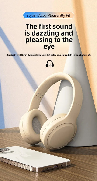 Bluetooth 5.3 Headphones 3.5mm Wired Headsets Over Ear Gaming Earphones Foldable Wireless Earphones with Mic TF/AUX Music Play
