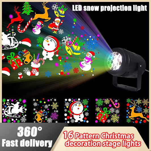2024 Projector Led  Lights Christmas DJ Party Lights Stage Light 1PC 16 Patterns Indoor and Outdoor Laser Lamp Holiday Lighting