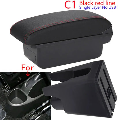 For Citroen C1 Armrest Box For Peugeot 107 Toyota Aygo BJ Armrest Car Accessories Store box Interior detail Simple installation