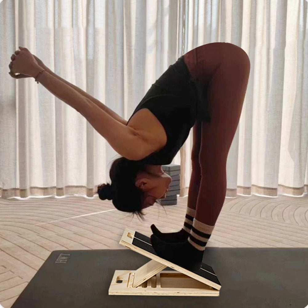 Wooden Slant Board Adjustable Incline Board Portable Calf Stretcher Heavy Duty Calf Stretch Board for Knees Ankle Heel Feet Leg