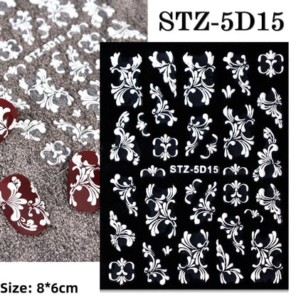 Cute Deer Christmas Nail Stickers 5D Embossed Elk Star Gingerbread Man Snowflake Santa Claus Holly DIY Winter Engraved Manicure*