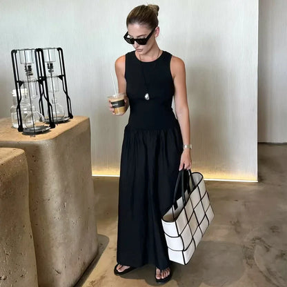 Elegant Khaki Sleeveless Dress for Women – 2025 Casual Chic