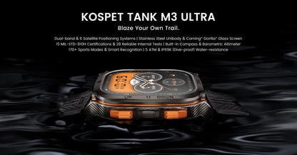 2024 KOSPET TANK M3 Ultra GPS Smartwatches Men Women Waterproof Smart watch 480mAh Digital Fitness AOD Male Electronic Watches