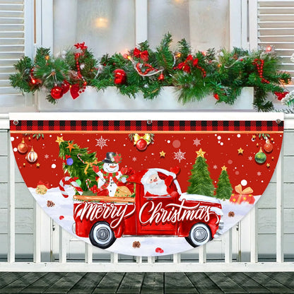 Christmas Fan-shaped Flag Outdoor Hanging Banner Christmas Decoration for Home 2025 Xmas Flag Navidad Natal Gifts New Year 2026
