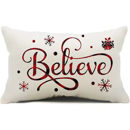 New Christmas style simple letter double-sided printed linen pillow for home decoration, sofa waist pillowcase