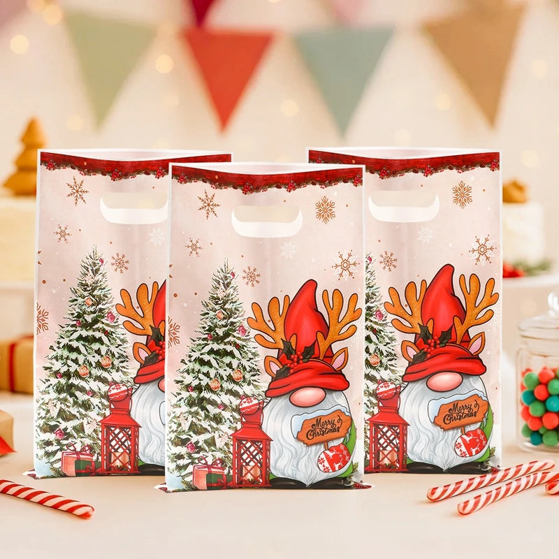 10/25/50pcs Christmas Cute Gift Bags Christmas Party Decoration 2025 Xmas Santa Claus Handbags Navidad Natal New Year Gift 2026